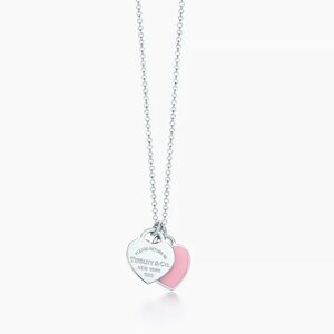 Tiffany Pink Double Heart Tag Pendant